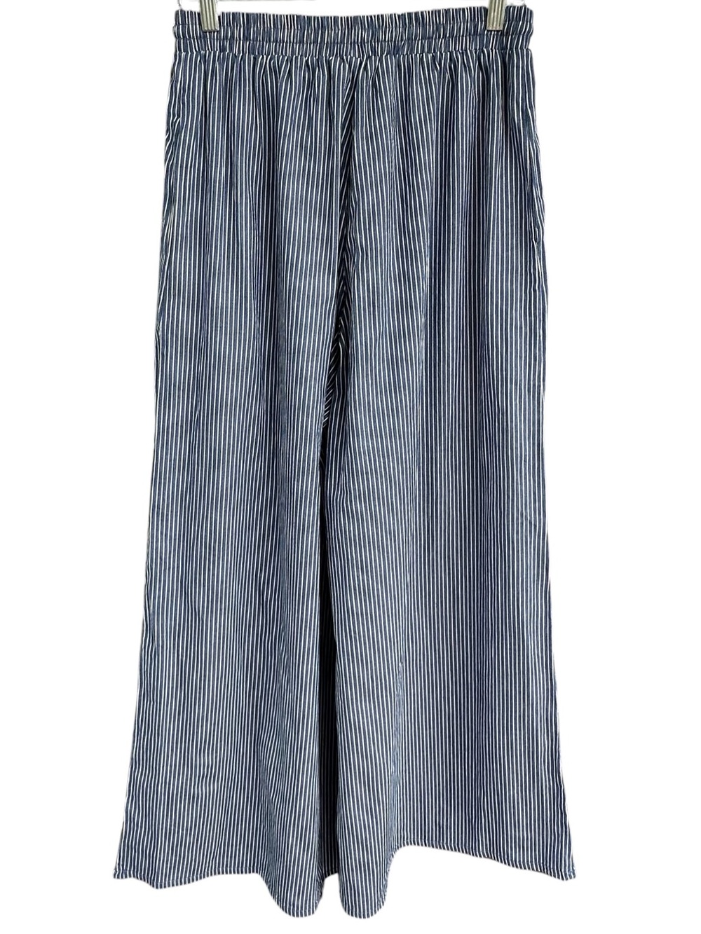 Baltic Born Odelia Striped Blue Off White Wide Leg Cotton Drawstring Pants M NWT - Picture 4 of 12